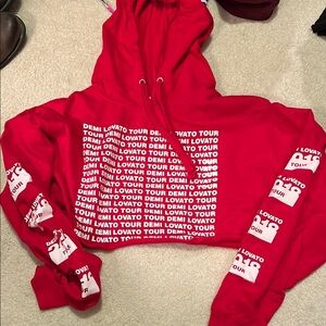 Red Demi Lovato Tour Cropped Hoodie